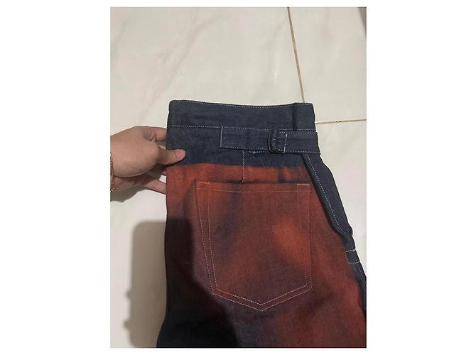Pantaloni in denim da uomo Bottega Veneta con gradiente rosso e blu Blu scuro - vista 5