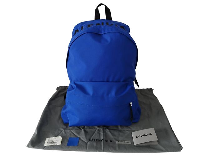 Zaino Balenciaga Wheel in nylon blu - vista 2