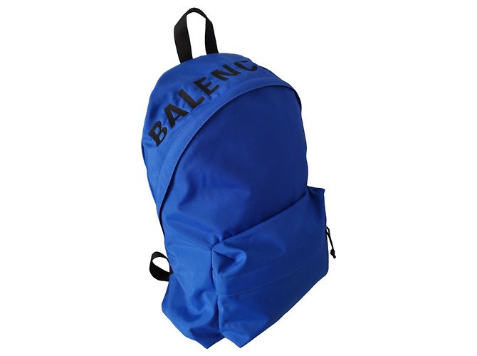 Zaino Balenciaga Wheel in nylon blu - vista 3