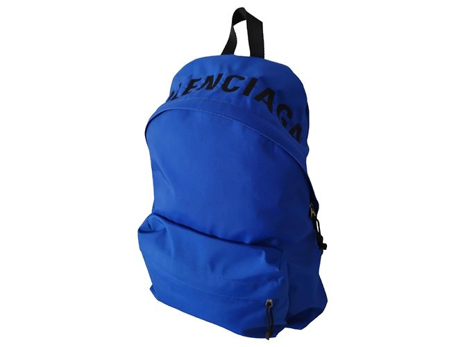 Zaino Balenciaga Wheel in nylon blu - vista 6