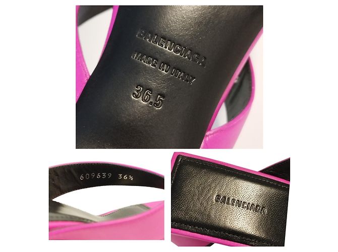Mules Balenciaga Double Square in pelle rosa e nera - vista 10