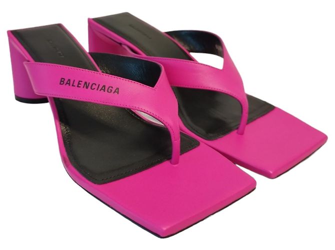 Mules Balenciaga Double Square in pelle rosa e nera - vista 2