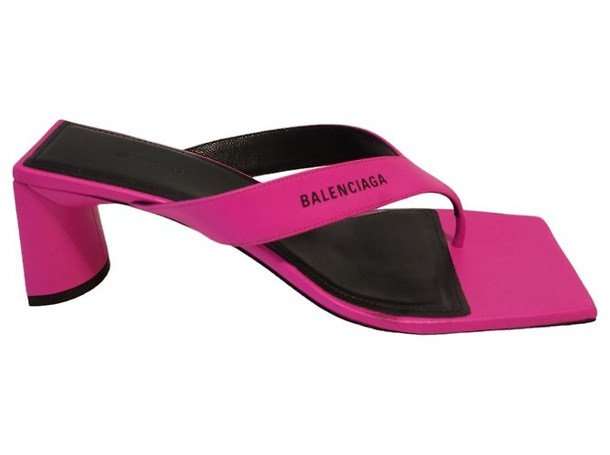 Mules Balenciaga Double Square in pelle rosa e nera - vista 3