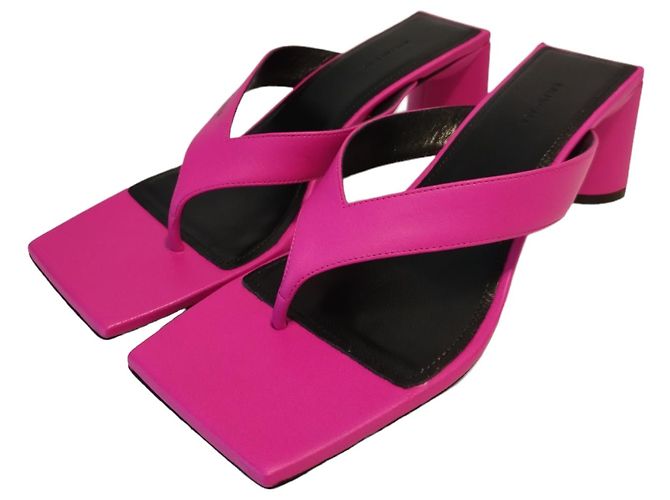 Mules Balenciaga Double Square in pelle rosa e nera - vista 4