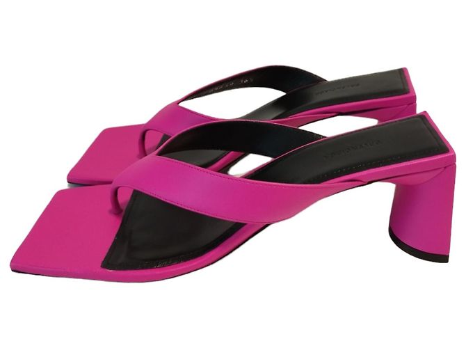 Mules Balenciaga Double Square in pelle rosa e nera - vista 5