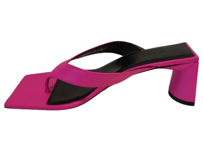 Mules Balenciaga Double Square in pelle rosa e nera - vista 7