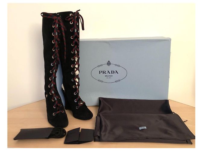Botas Prada de piel de ternera ante negro - vista 12