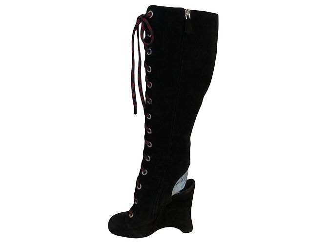 Botas Prada de piel de ternera ante negro - vista 3