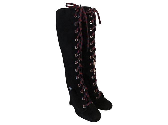 Botas Prada de piel de ternera ante negro - vista 4