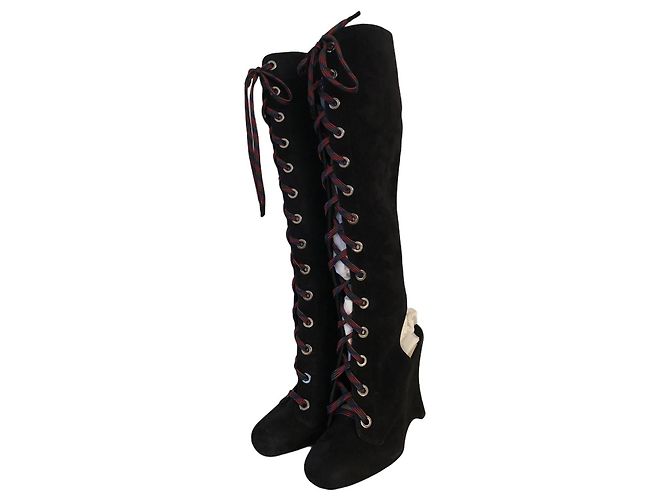 Botas Prada de piel de ternera ante negro - vista 5