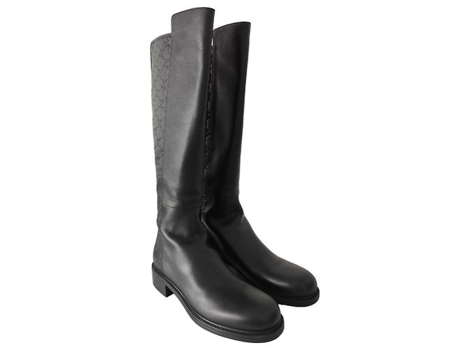 Gucci Monogram GG Black Leather Riding Boots - view 2