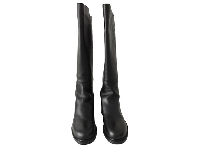 Gucci Monogram GG Black Leather Riding Boots - view 3