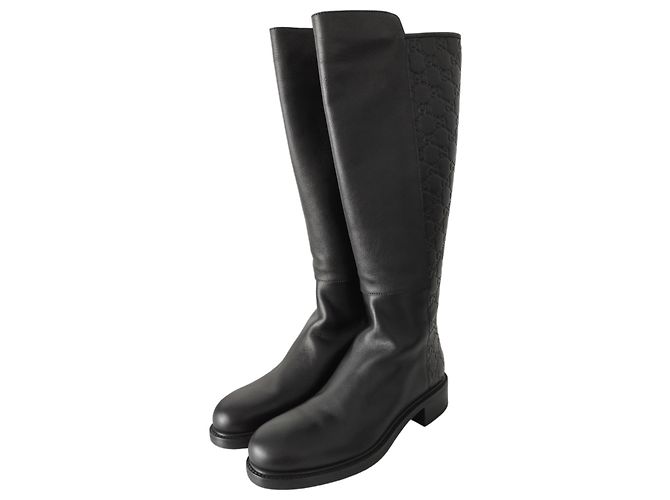 Gucci Monogram GG Black Leather Riding Boots - view 7