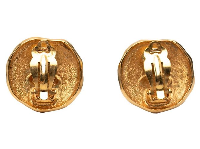 Vintage Gold Plated Logo Löwen Clip Ohrringe von Chanel Golden - Ansicht 2