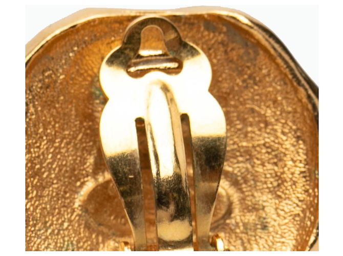 Vintage Gold Plated Logo Löwen Clip Ohrringe von Chanel Golden - Ansicht 3