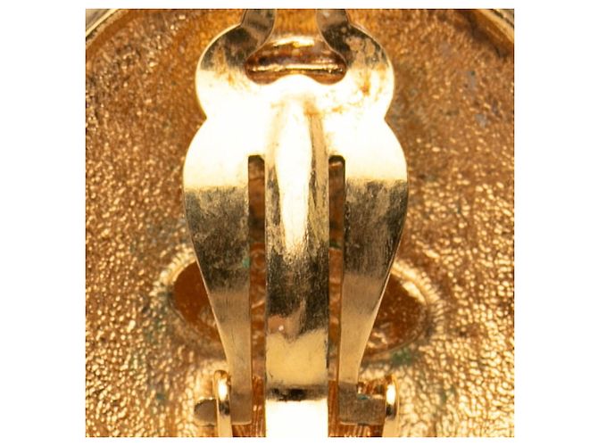 Vintage Gold Plated Logo Löwen Clip Ohrringe von Chanel Golden - Ansicht 4