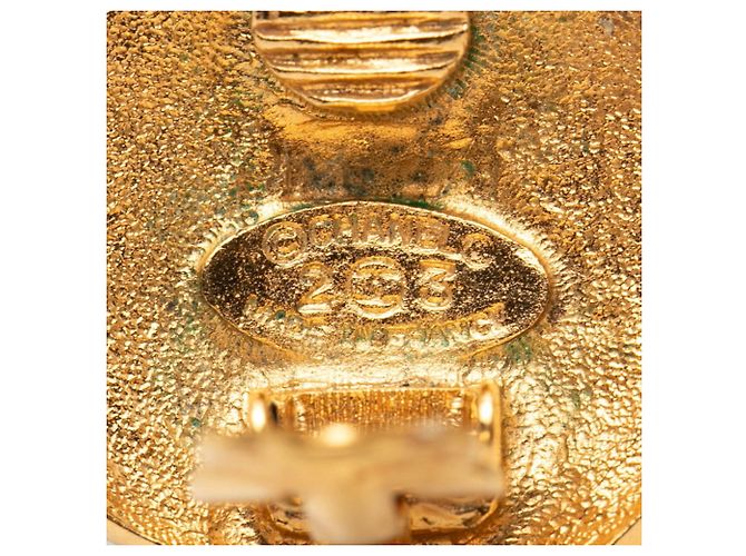 Vintage Gold Plated Logo Löwen Clip Ohrringe von Chanel Golden - Ansicht 6