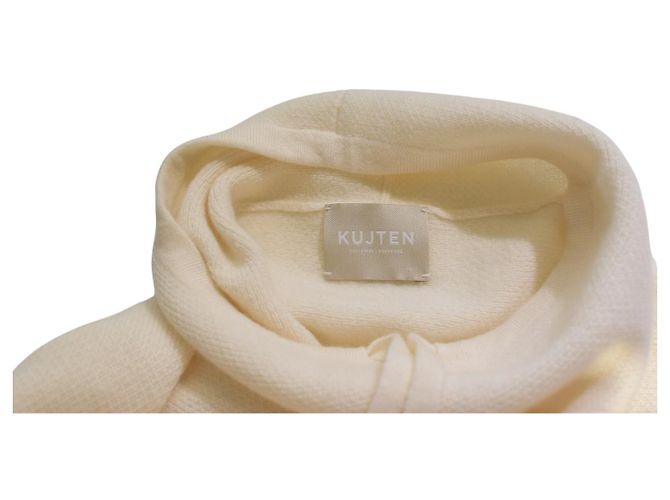 Autre Marque Oversized Hoodie Pullover aus 100 % Kaschmir für Damen | Creme | Pariser Luxus Roh - Ansicht 3