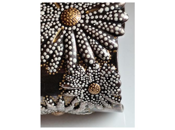 Bracciale a manica in argento sterling e oro 18k di Tiffany & Co. con fiore Nero Bianco D'oro Silver hardware - vista 7