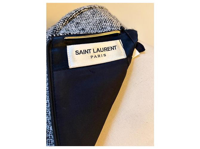 Saint Laurent Trapeze Tweed Kleid Schwarz Weiß Grau - Ansicht 10