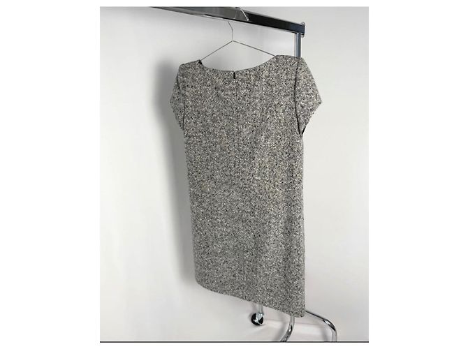 Saint Laurent Trapeze Tweed Kleid Schwarz Weiß Grau - Ansicht 4