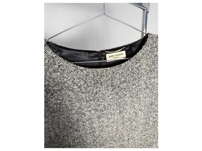 Saint Laurent Trapeze Tweed Kleid Schwarz Weiß Grau - Ansicht 5