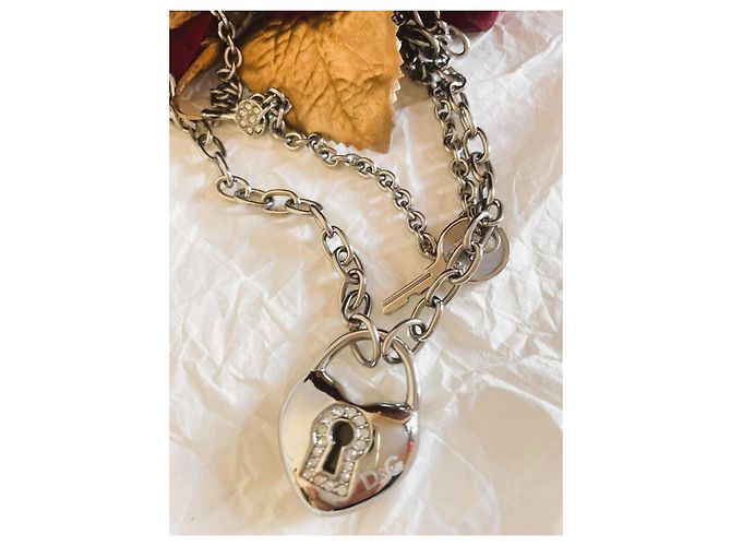 Deliziosa collana DOLCE & GABBANA “Cupid” catena doppia con lucchetto "della felicità" Argento - vista 11