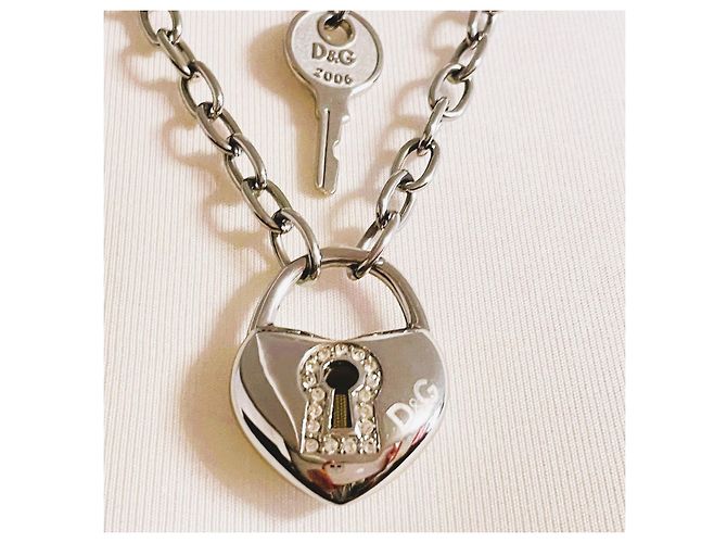 Deliziosa collana DOLCE & GABBANA “Cupid” catena doppia con lucchetto "della felicità" Argento - vista 5