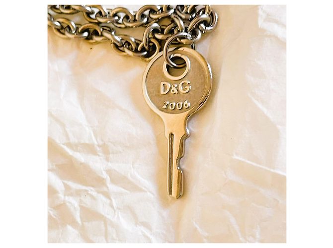 Deliziosa collana DOLCE & GABBANA “Cupid” catena doppia con lucchetto "della felicità" Argento - vista 8