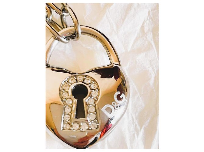 Deliziosa collana DOLCE & GABBANA “Cupid” catena doppia con lucchetto "della felicità" Argento - vista 9