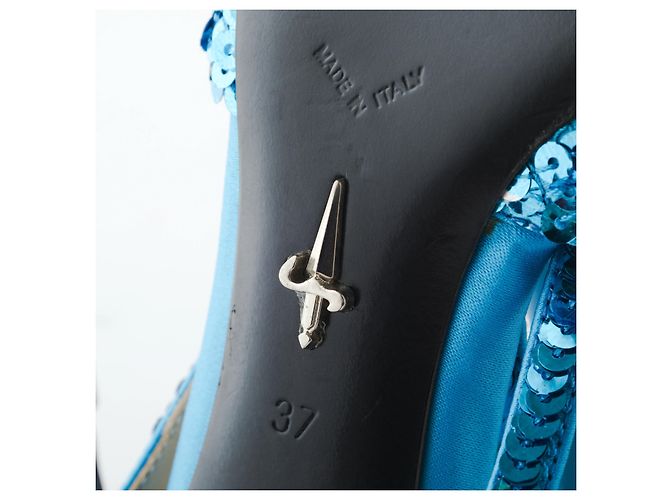 Stiletto azul con lentejuelas Cesare Paciotti con tira en el tobillo - vista 6