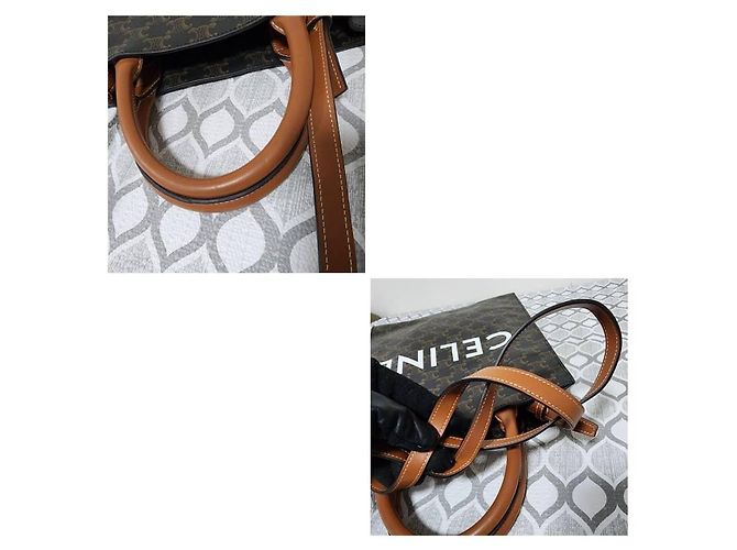 Triomphe Céline Borsa tote verticale Celine in tela monogramma marrone - vista 5