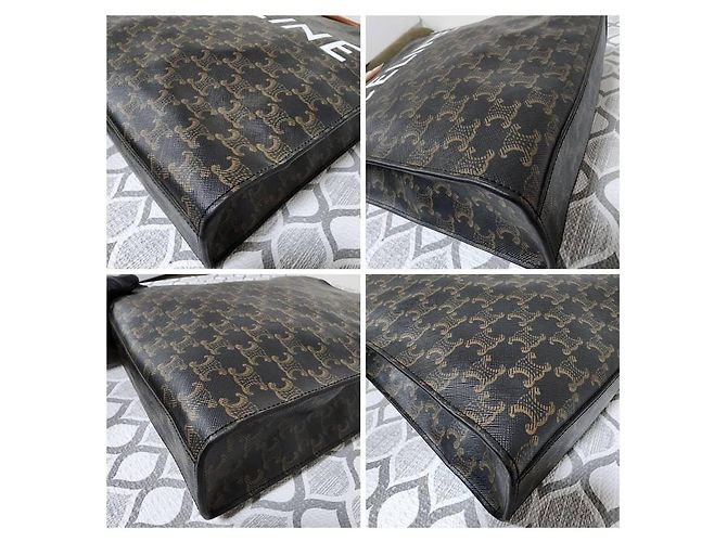 Triomphe Céline Borsa tote verticale Celine in tela monogramma marrone - vista 8