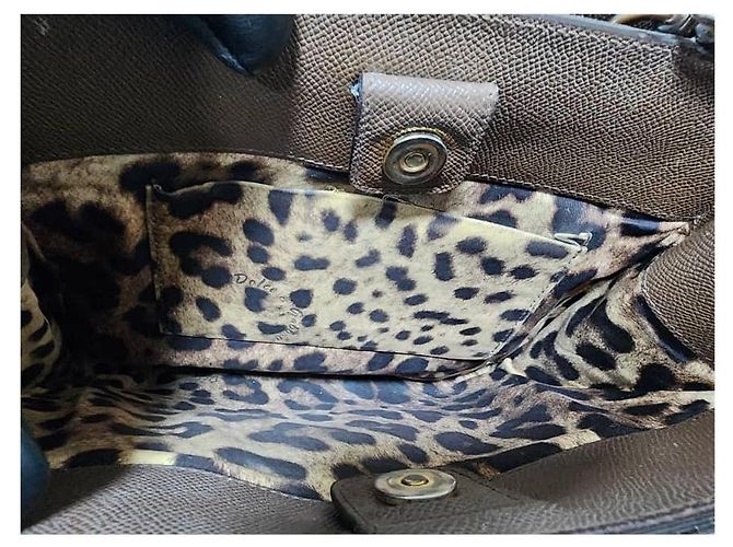 Dolce & Gabbana Borsa a mano Sicily East West in pelle grana marrone di Dolce and Gabbana - vista 10