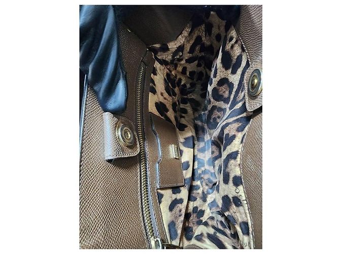 Dolce & Gabbana Borsa a mano Sicily East West in pelle grana marrone di Dolce and Gabbana - vista 11
