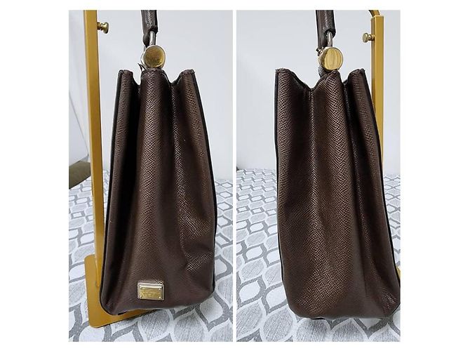 Dolce & Gabbana Borsa a mano Sicily East West in pelle grana marrone di Dolce and Gabbana - vista 5