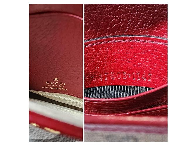 GUCCI X DORAEMON Mini Borsa a Tracolla Monogramma Mini GG Supreme Beige/Rosso Ciliegia - vista 2