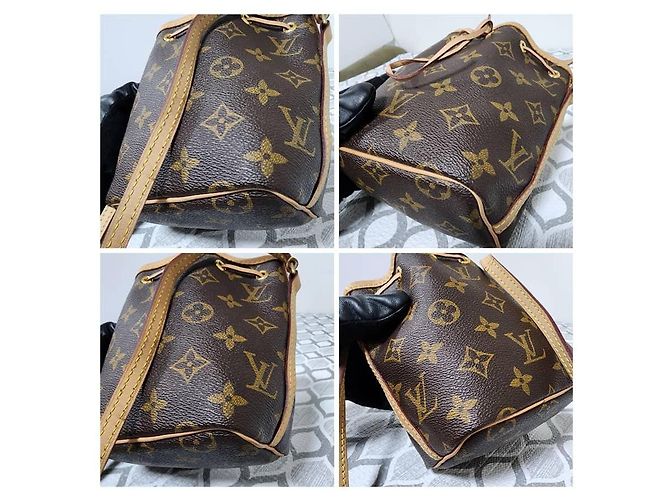 LOUIS VUITTON Borsa a secchiello Nano Noé Monogram Beige/Marrone - vista 7