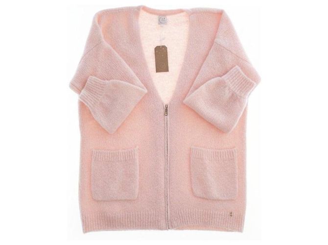 Des Petits Hauts Cardigan zippé rose pâle en maille - vue 2