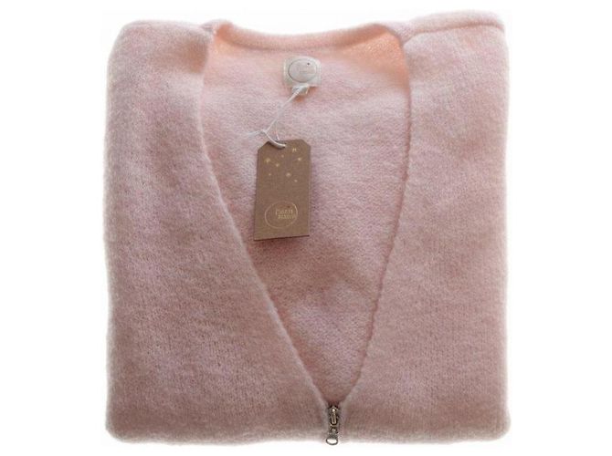 Des Petits Hauts Cardigan zippé rose pâle en maille - vue 3