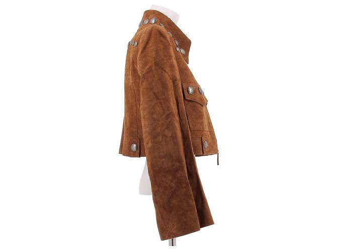 Khaite Wildlederjacke in Braun mit Silberdetails - Ansicht 3