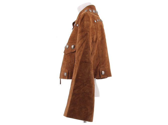 Khaite Wildlederjacke in Braun mit Silberdetails - Ansicht 4