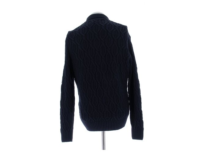 Autre Marque Strickjacke aus gedrehter Wolle Marineblau - Ansicht 2