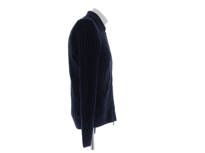 Autre Marque Strickjacke aus gedrehter Wolle Marineblau - Ansicht 3