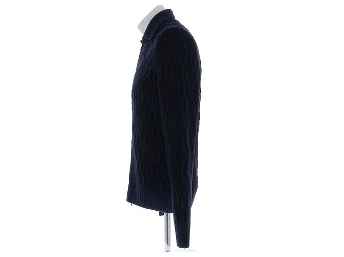 Autre Marque Strickjacke aus gedrehter Wolle Marineblau - Ansicht 4