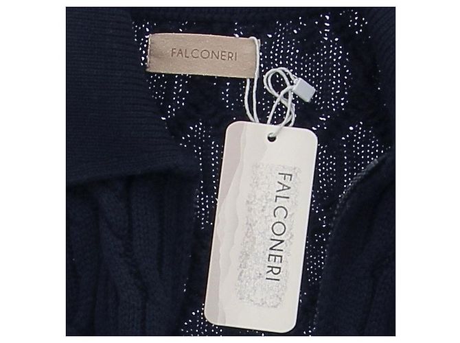 Autre Marque Strickjacke aus gedrehter Wolle Marineblau - Ansicht 5