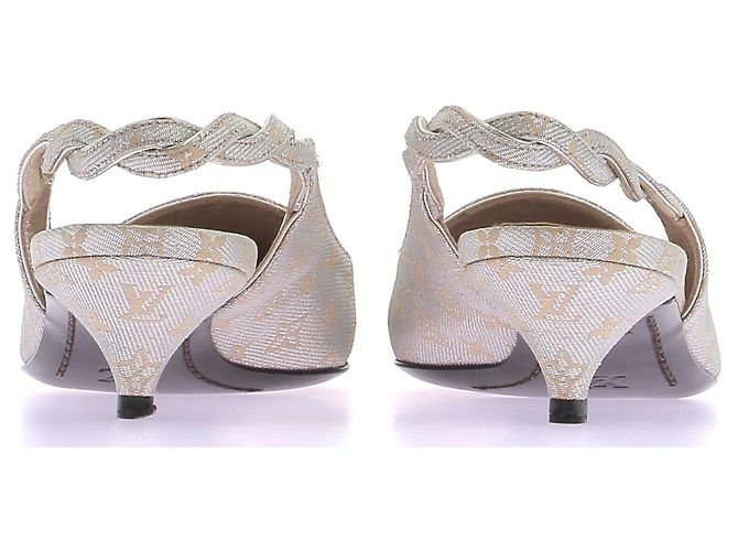 Louis Vuitton Slingbacks a tacco basso argentati e dorati Argento - vista 4