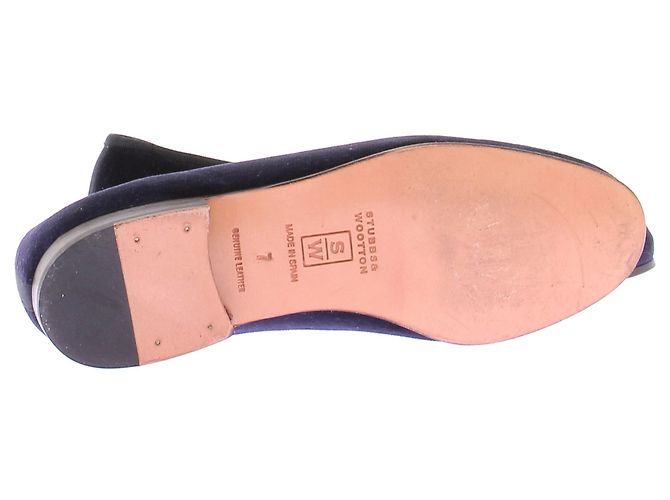 Stubbs & Wootton Mocassini in velluto blu marino sole e luna Blu navy - vista 7