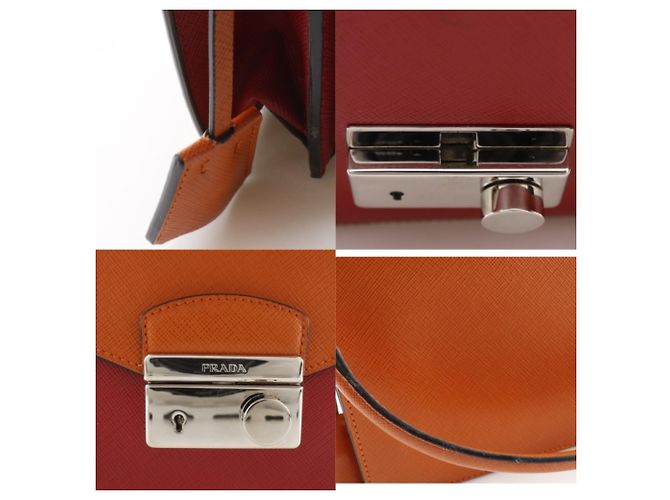 Borsa a spalla 2 in 1 Saffiano BN924K di Prada Rosso Arancione - vista 15
