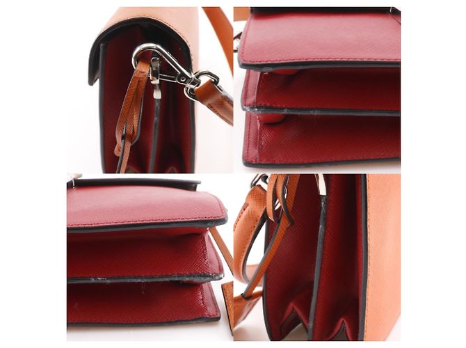 Borsa a spalla 2 in 1 Saffiano BN924K di Prada Rosso Arancione - vista 17